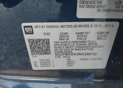 2022 Chevrolet Silverado 1500 Ltd 2Wd Standard Bed Lt from USA, damaged, VIN 3GCPWCEK3NG182711